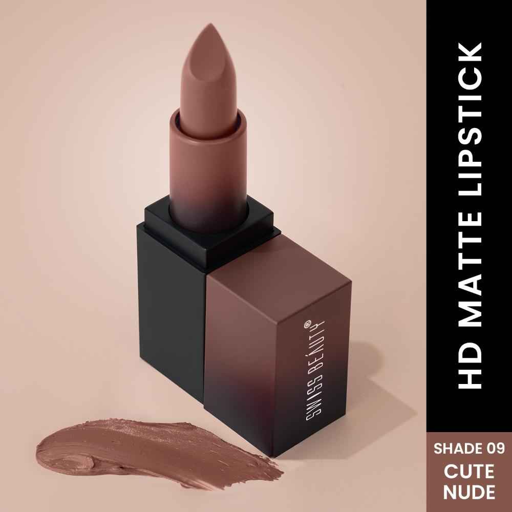 Buy Swiss Beauty HD Matte Lipstick Cute Nude 09 (3.5 g) - Purplle