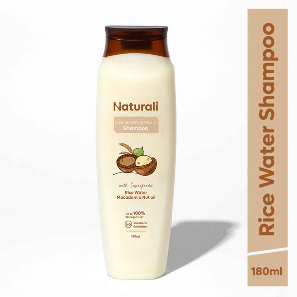 Buy Naturali Strength & Nourish Shampoo with Rice Water & Macadamia Nut oil | Makes Hair Stronger | Paraben and Sulphate Free Shampoo | Natural Shampoo 180 ml - Purplle
