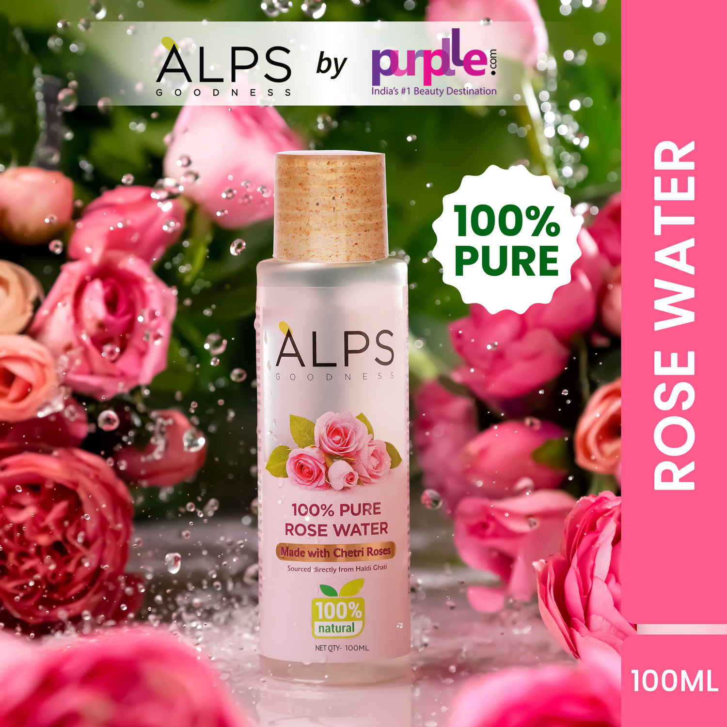 Buy Alps Goodness 100 % Pure Rose Water (100 ml) | Rose water for face | Made from Chaitri Rose | Gulab Jal | Natural skin toner | Premium Rose Water - Purplle