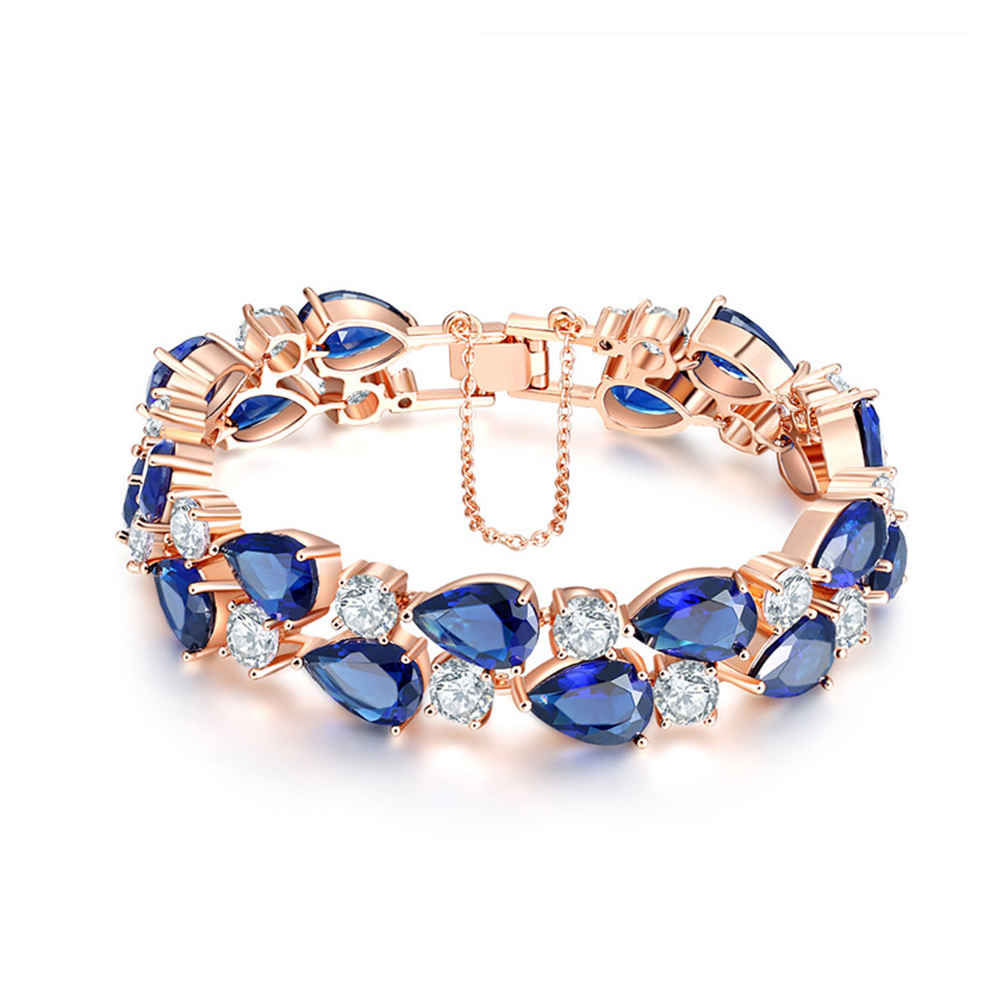 Buy Jewels Galaxy Gold-Toned Blue Rose Gold-Plated Handcrafted Link Bracelet SMNJG-BNG-3014 - Purplle