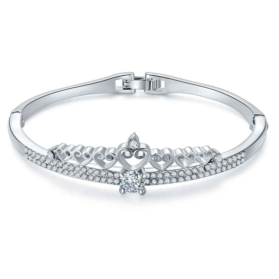 Buy Jewels Galaxy Platinum-Plated Handcrafted Bangle-Style Bracelet SMNJG-BNG-3113 - Purplle