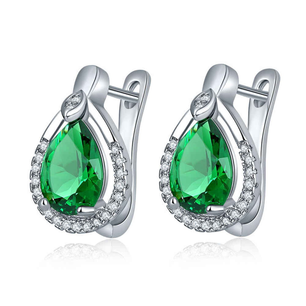 Buy Jewels Galaxy Green CZ Stone-Studded Handcrafted Platinum-Plated Studs SMNJG-ERG-1091 - Purplle