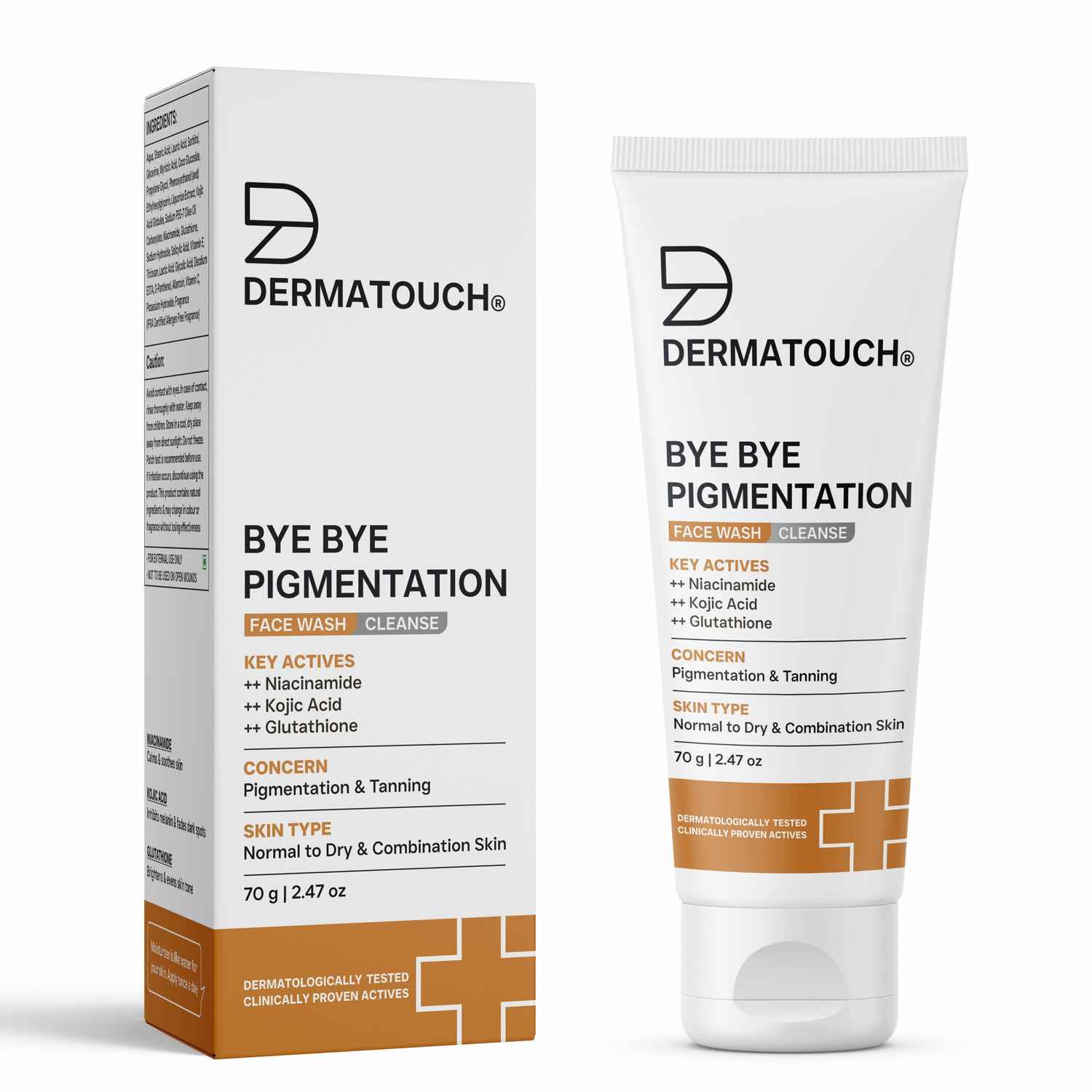 Buy DERMATOUCH Bye Bye Pigmentation Face Wash ||&nbsp;Pigmentation Face Wash&nbsp;for Women/Men with Niacinamide, Kojic Acid, & Glutathione a€“ 70G - Purplle