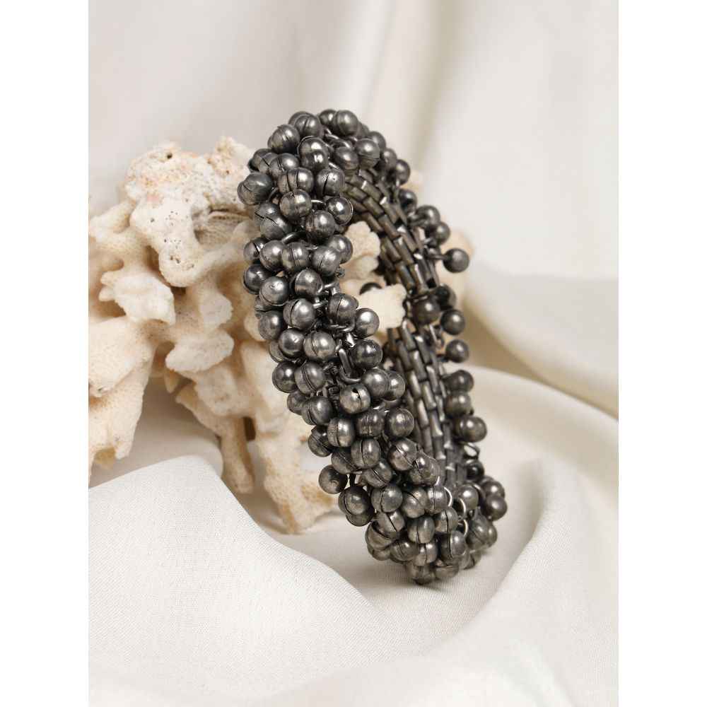 Buy Moedbuille Ghungroo Studded Antique Tribal Design Oxidised Silver Plated Handcrafted Bracelet , 60 Grams - MBBR00145 - Purplle