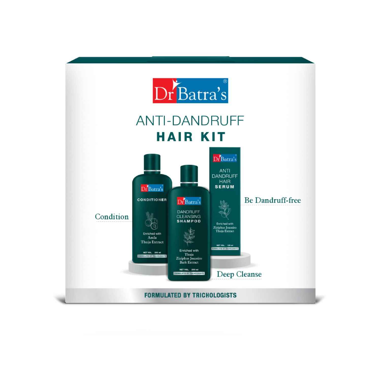 Buy Dr.Batra`s Anti-Dandruff Hair Kit (525 ml) - with Anti Dandruff shampoo (200 ml), Conditoner (200 ml) and Anti-Dandruff Hair Serum (125 ml) - Purplle
