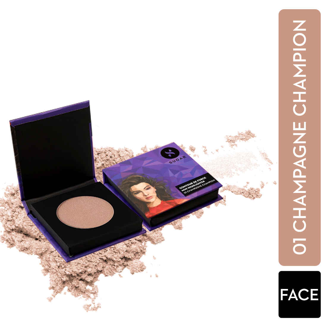 Buy SUGAR Cosmetics Contour De Force Mini Highlighter - 01 Champagne Champion (Champagne Gold) Lightweight, Easily Blendable, Illuminating Bronzer, Matte Finish - Purplle