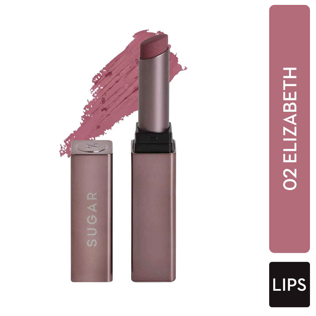 Buy SUGAR Cosmetics Mettle Satin Lipstick | Highly Pigmented & Silky Matte Finish | Creamy Texture | Mango Butter Infused | 2.2 gm - 02 Elizabeth (Rosy Cheeks Pink) - Purplle