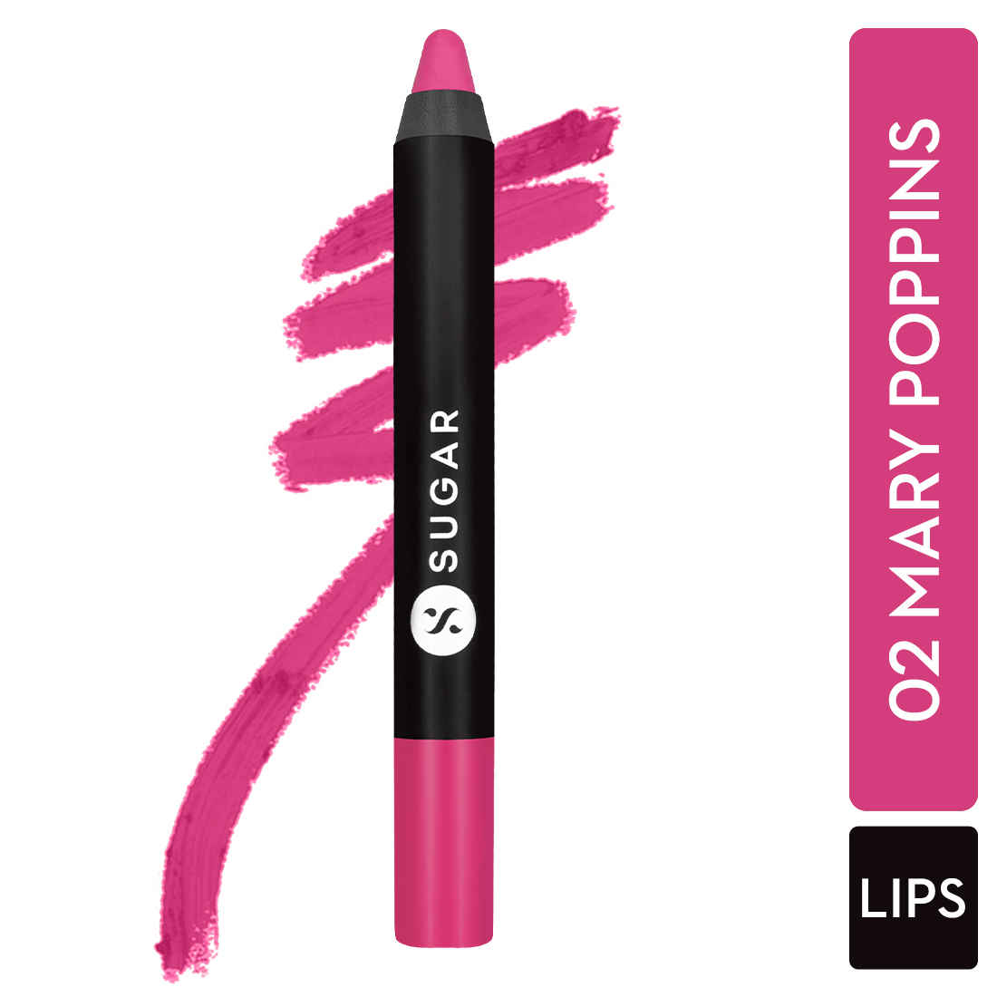Buy SUGAR Cosmetics - Matte As Hell - Crayon Lipstick - 02 Mary Poppins (Fuchsia) - 2.8 gms - Bold and Silky Matte Finish Lipstick, Lightweight, Lasts Up to 12 hours - Purplle