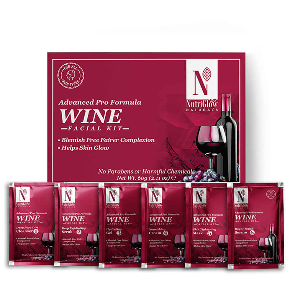 Buy NutriGlow NATURAL'S Advanced Pro Formula Wine Facial Kit For Blemish Free Fairer Complexion, 60 gm - Purplle