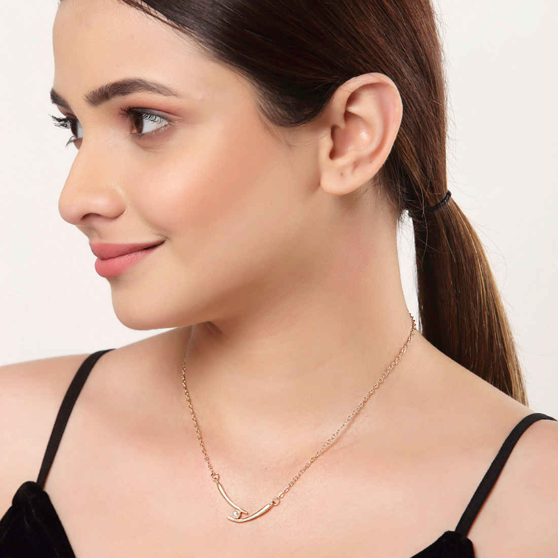 Buy Ferosh Dainty Pearl Detail Necklace - Purplle