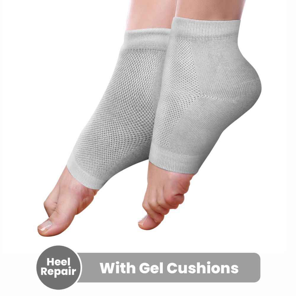 Buy Azah Moisturising Gel Socks for Women & Men | Silicone Pad Socks for Heel Repair | Get Smooth & Soft Heels | Heel Pad for Pain Relief & Cushion Support | Grey - Purplle