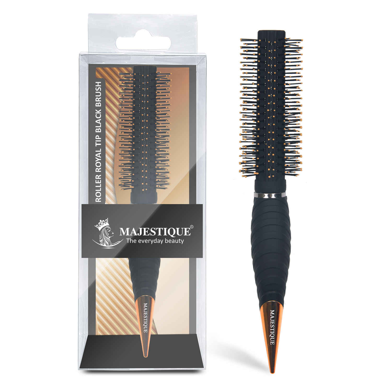 Buy Majestique Pro Roller Round Hair Brush | Soft Synthetic Bristles | Use as Blow Drying, Hair Styling , Wet & Dry - Black - Purplle