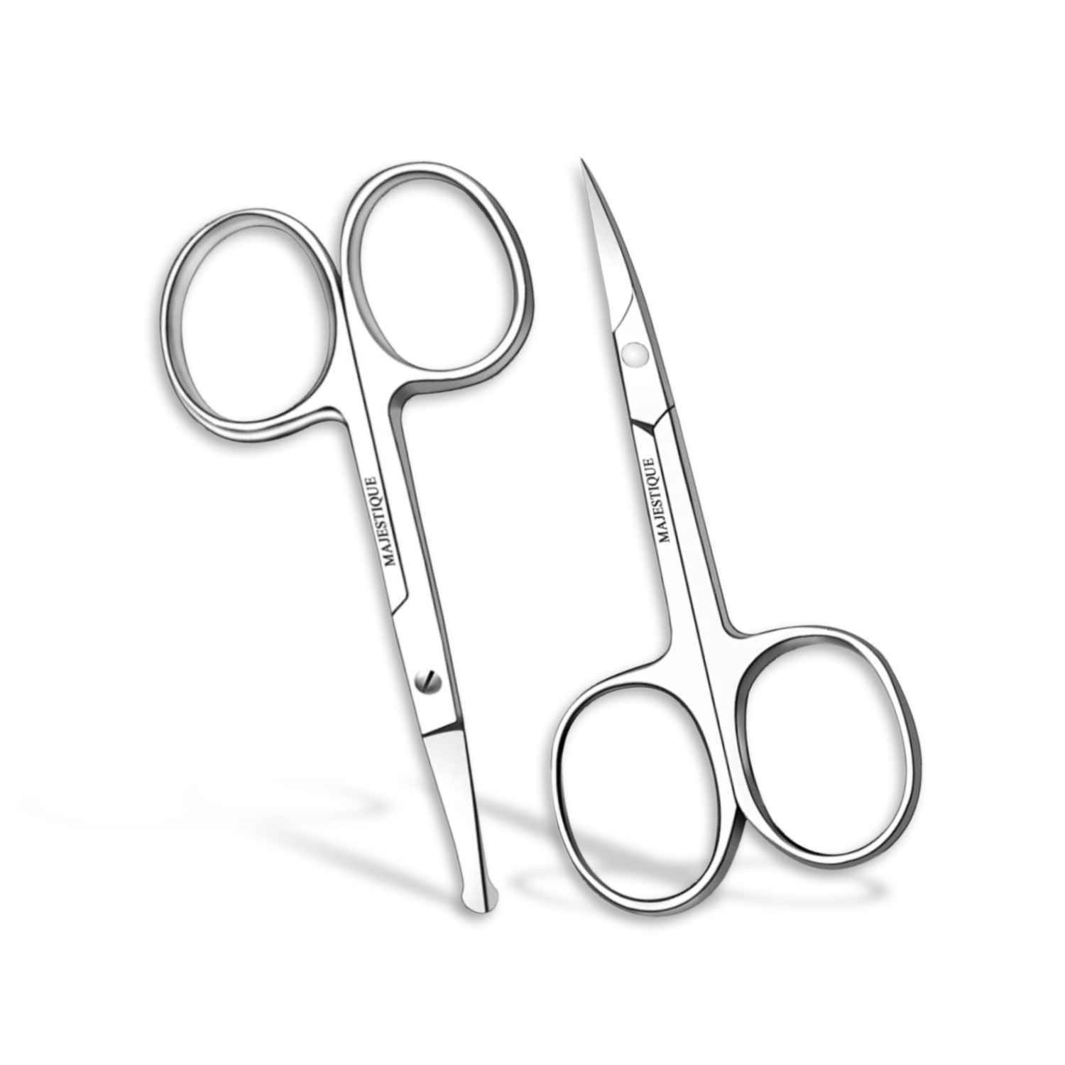 Buy Majestique Pointed & Round Head, Facial Hair Scissors Eyebrow Scissors, Mustache, Nose Hair, Beard Trimming Scissors - 2Pcs - Purplle