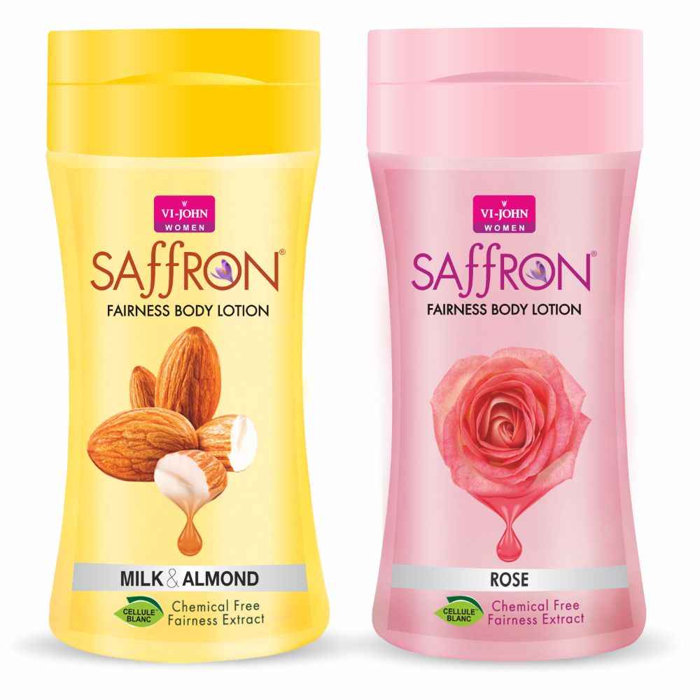 Buy VI-JOHN Women Rose and Milk Almond Skin -Ageing Non greasy Chemical Free Fairness Extract Saffron Fairness Body Lotion Enriched with Vitamin E, moisturizes skin upto 48 hour (pack of 2,250 ml Each) - Purplle