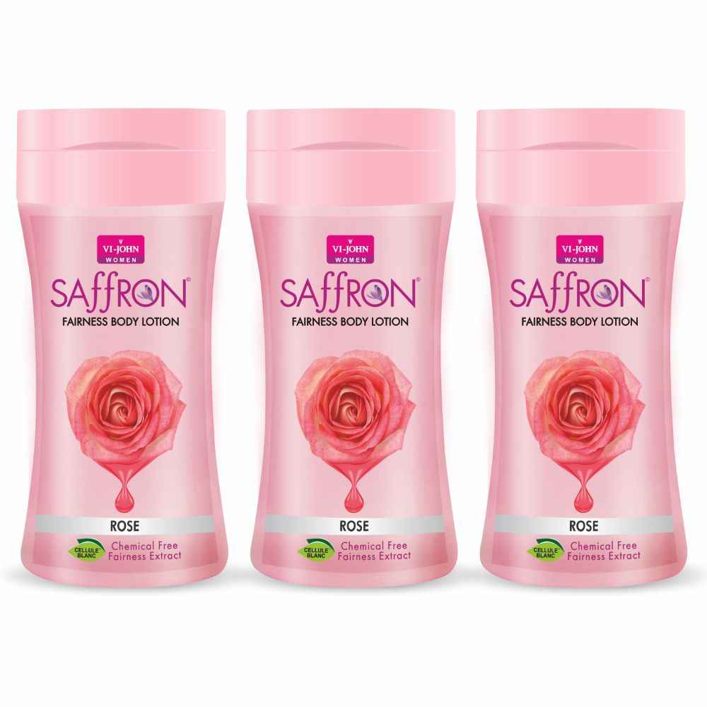 Buy VI-JOHN Women Rose Skin -Ageing Non greasy Chemical Free Fairness Extract Saffron Fairness Body Lotion Enriched with Vitamin E, moisturizes skin upto 48 hour (pack of 3,250 ml each) - Purplle