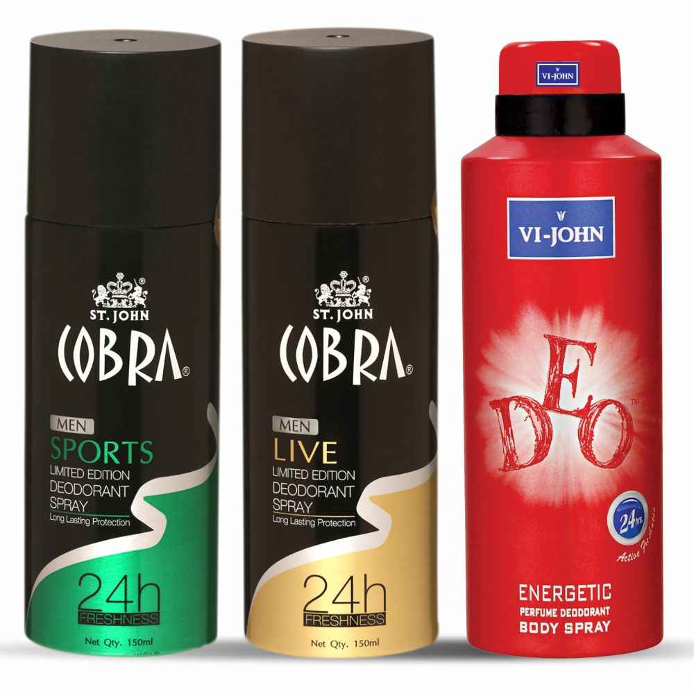 Buy VI-JOHN Irresistible Scent Fresh & Soothing Good Fragrance 150 ml of Sport, Live & Energetic 175ml (pack of 3) - Purplle