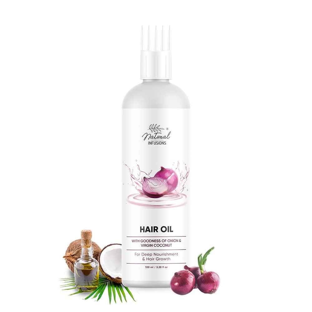 Buy Natural Infusions Onion Hair Oil With Virgin Coconut Oil - With Comb Applicator - Strong and Healthy Hair - Deep Nourishment - Hair Growth – 100ml (Pack of 1) - Purplle