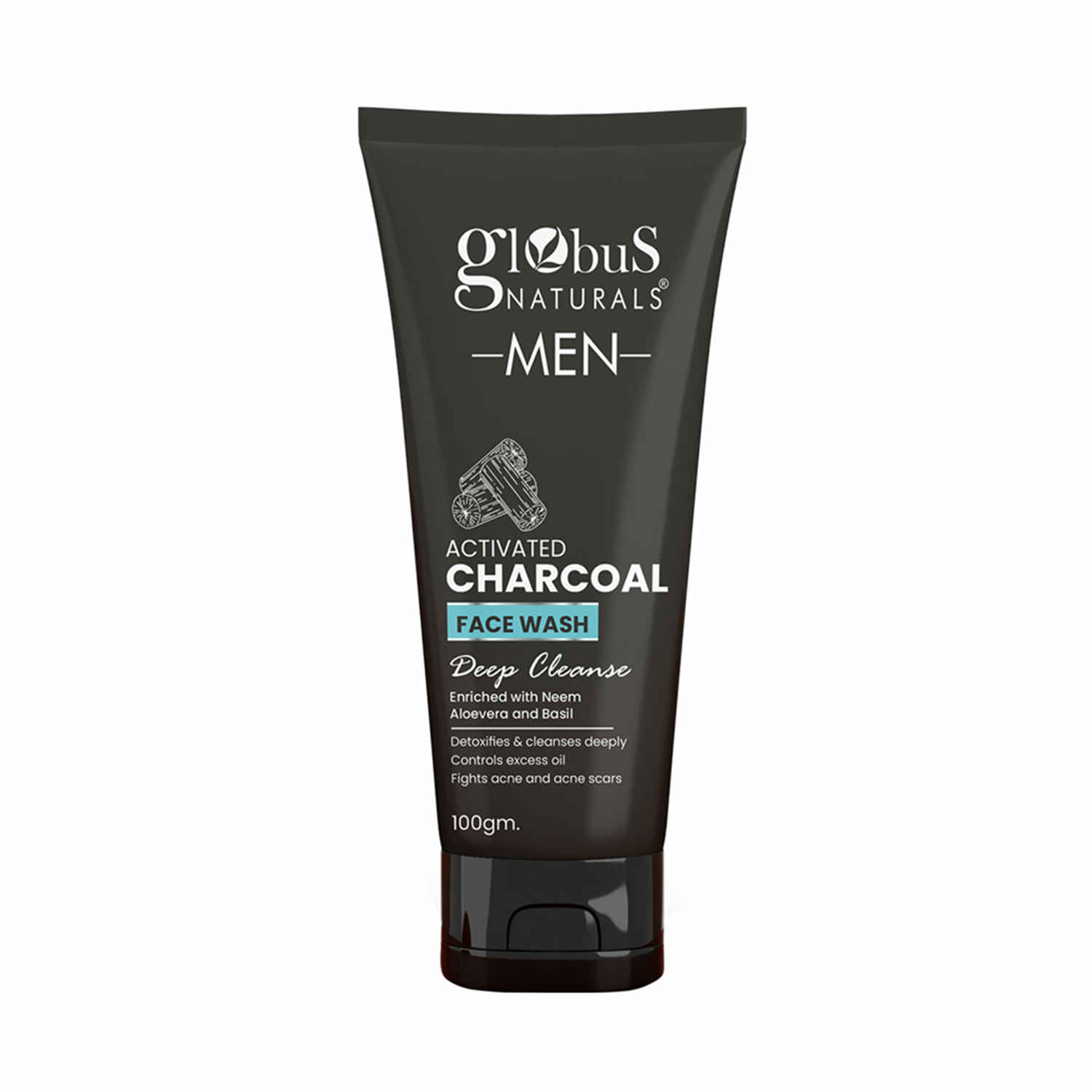 Buy Globus Naturals Anti Pollution & Anti Acne Charcoal Face Wash, Detoxifying Cleanser, Fights Pollution and De-Tans skin, For Men with Oily & Acne Prone Skin, 100 gms - Purplle