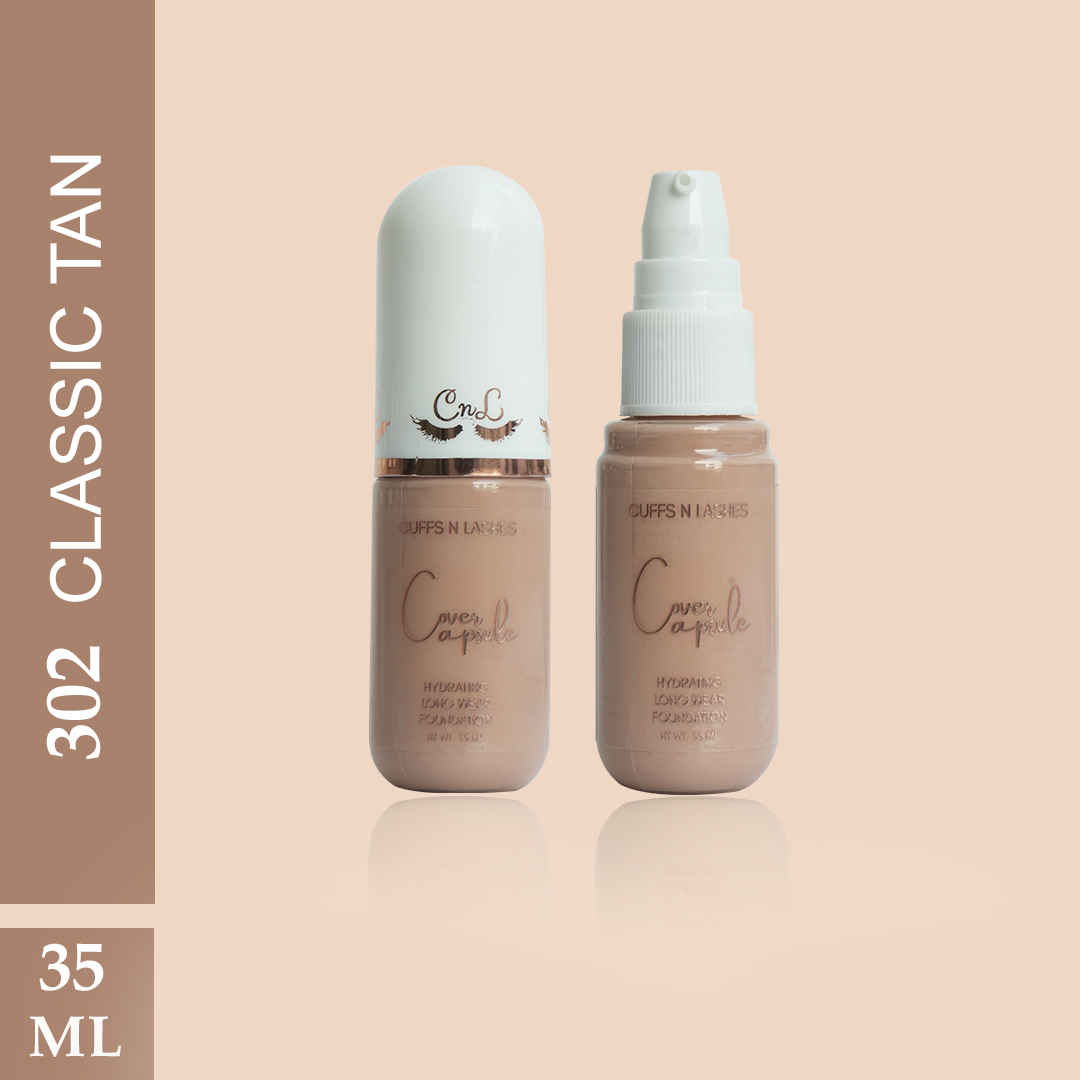 Buy Cuffs N Lashes Cover Capsule Hydrating Foundation, Classic Tan 302 - 35 ml - Purplle