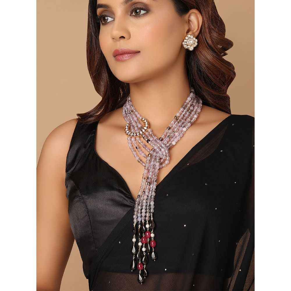 Buy Joules by Radhika Beaded Scarf Neclace In Grey And Red Tone - Purplle