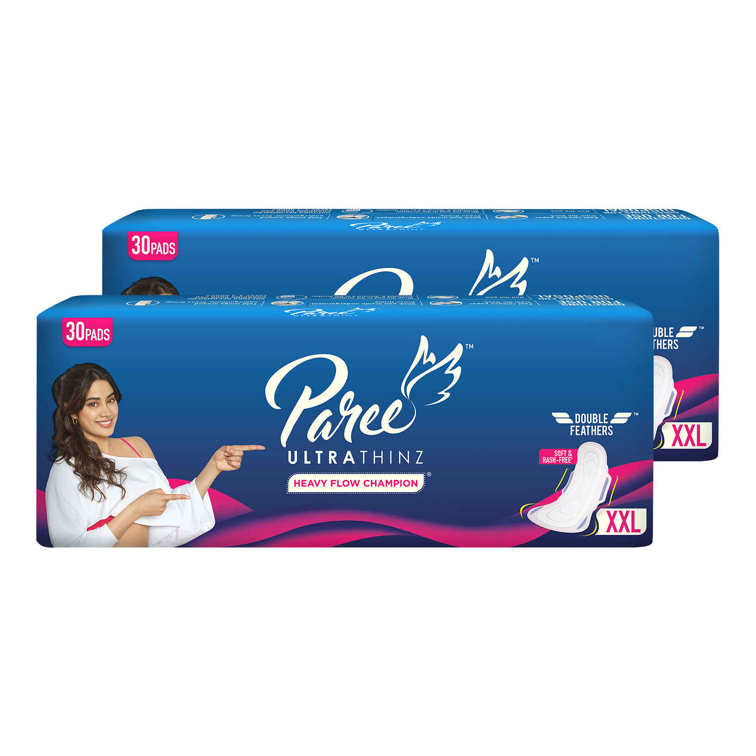 Buy Paree Ultra Thinz Soft & Rash Free Comfort Sanitary Pads for Women With Double Feathers for Quick Absorption, XXL| Tri-Fold and Convenient Disposable Covers, 60 Pads - Purplle