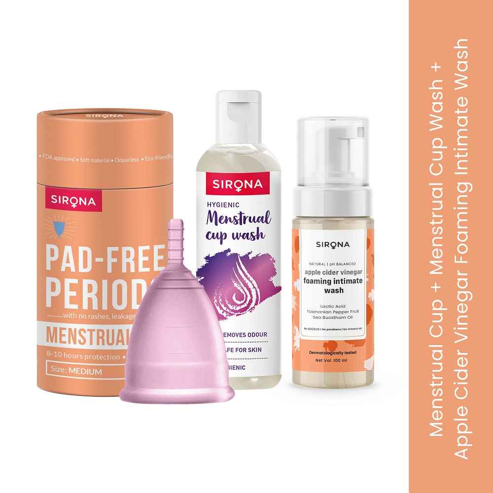 Buy Sirona Simply Better Period Combo of Foaming Intimate Wash with Menstrual Cup and Cup Wash Combo of 2 - Purplle