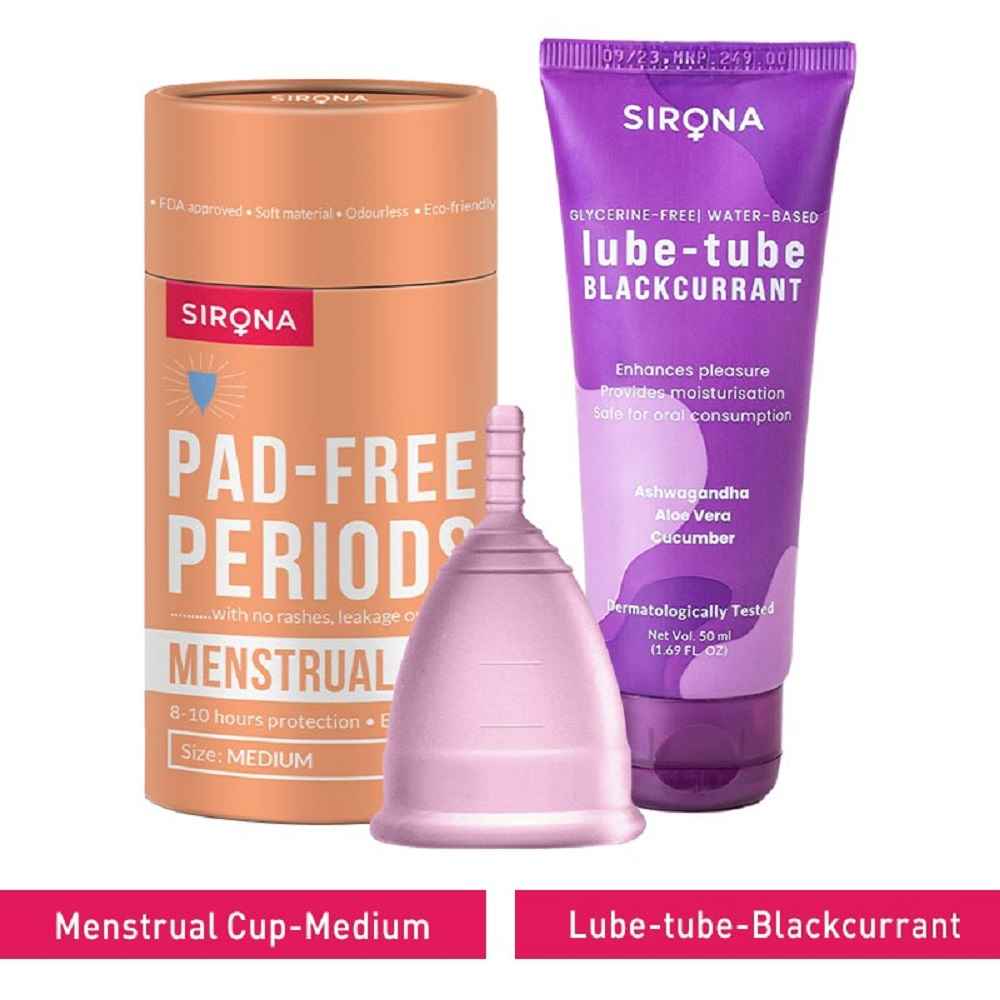 Buy Sirona FDA Approved Menstrual Cup (Medium) with Glycerine Free Natural Black Current Lubricant Gel 2 Pcs - Purplle