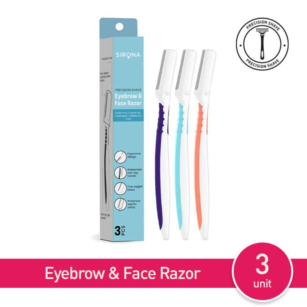 Buy Sirona Reusable Eyebrow & Face Razor for Women - 3 Razors | Painless Facial Hair Removal | Eyebrow Shaper, Upper Lip, Forehead, Peach Fuzz, Chin, Sideburns & Dermaplaning Tool - Purplle