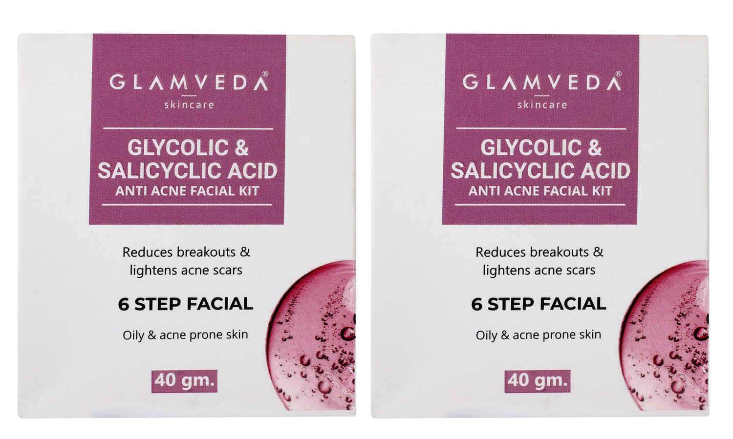Buy Glamveda Glycolic Acid & Salicylic Facial Kit (Pack Of 2) (80 g) - Purplle