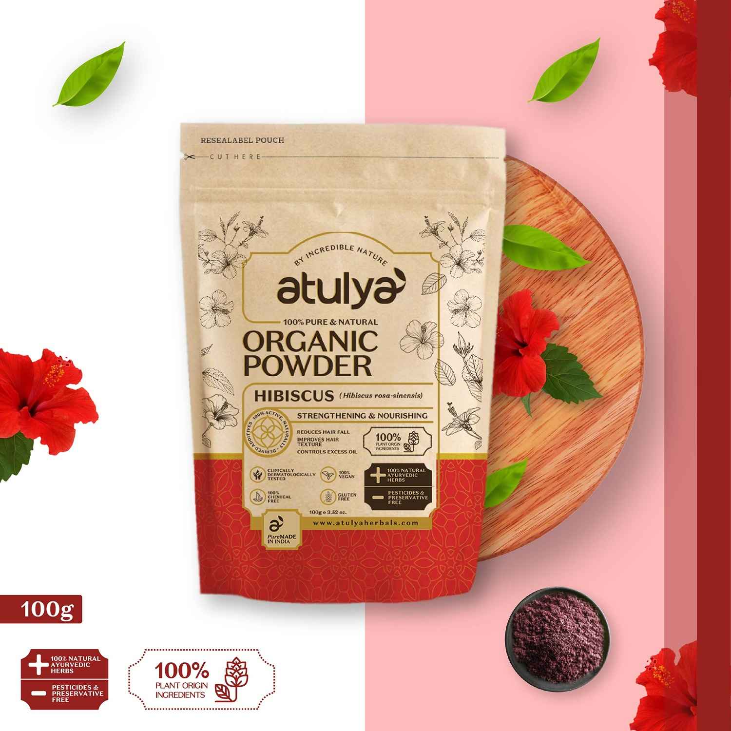 Buy Atulya Hibiscus Organic Powder 100 gm - Purplle