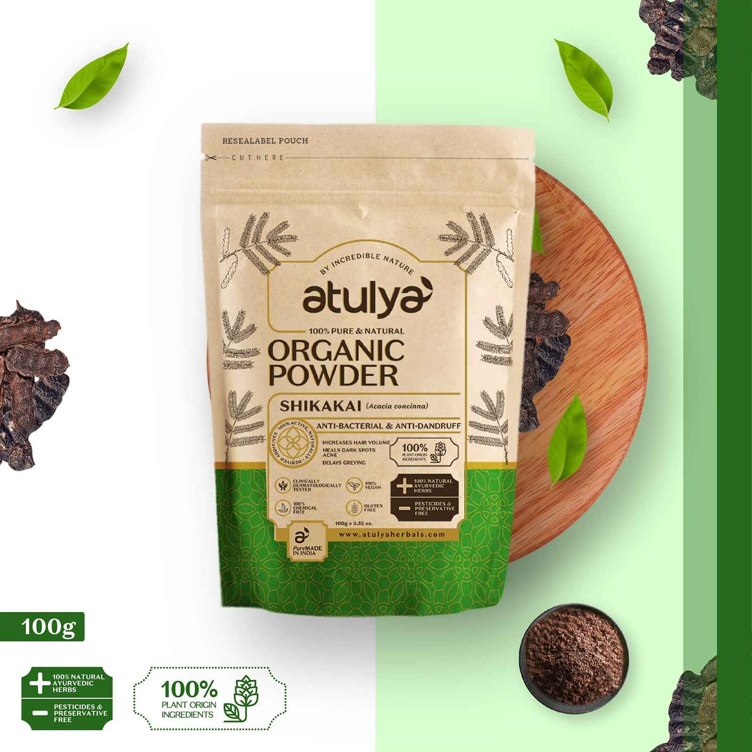 Buy Atulya Shikakai Organic Powder 100 gm - Purplle