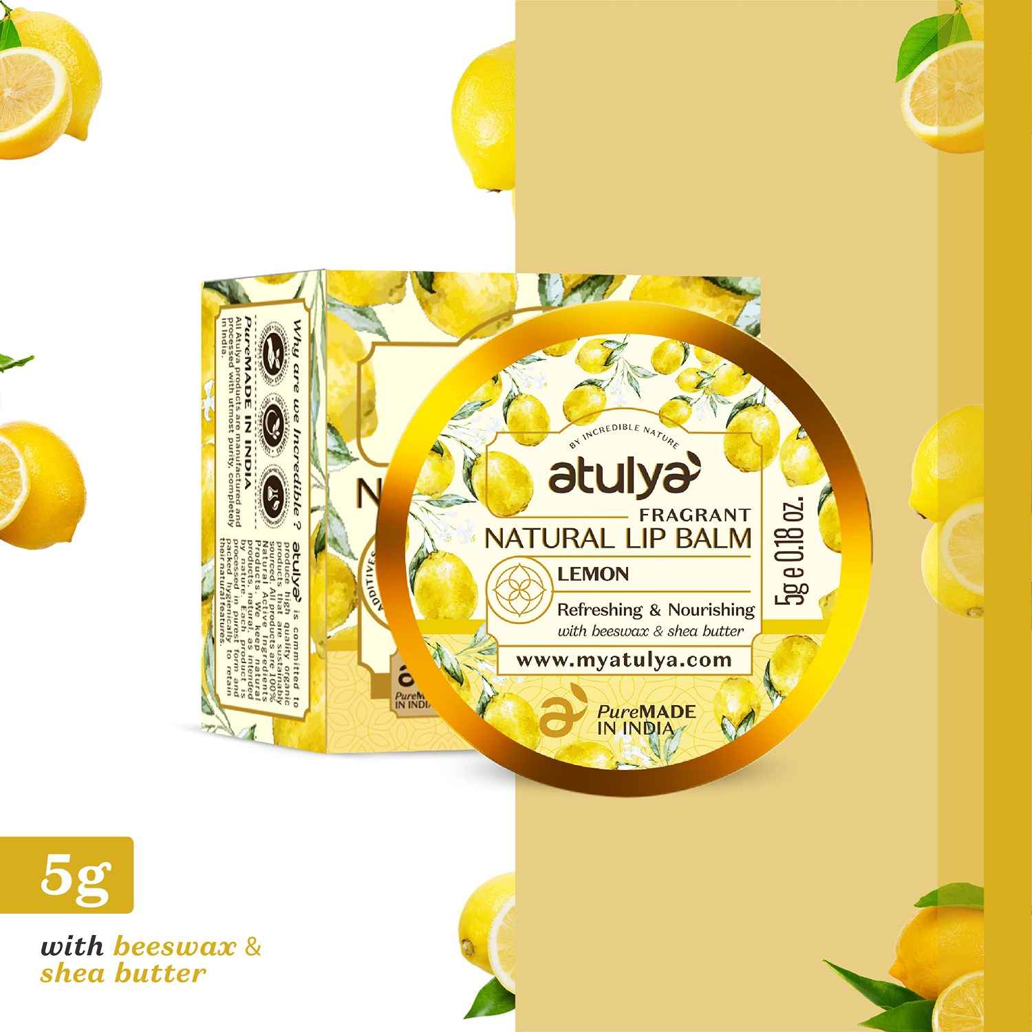 Buy Atulya Lemon natural Lip Balm 5 gm - Purplle