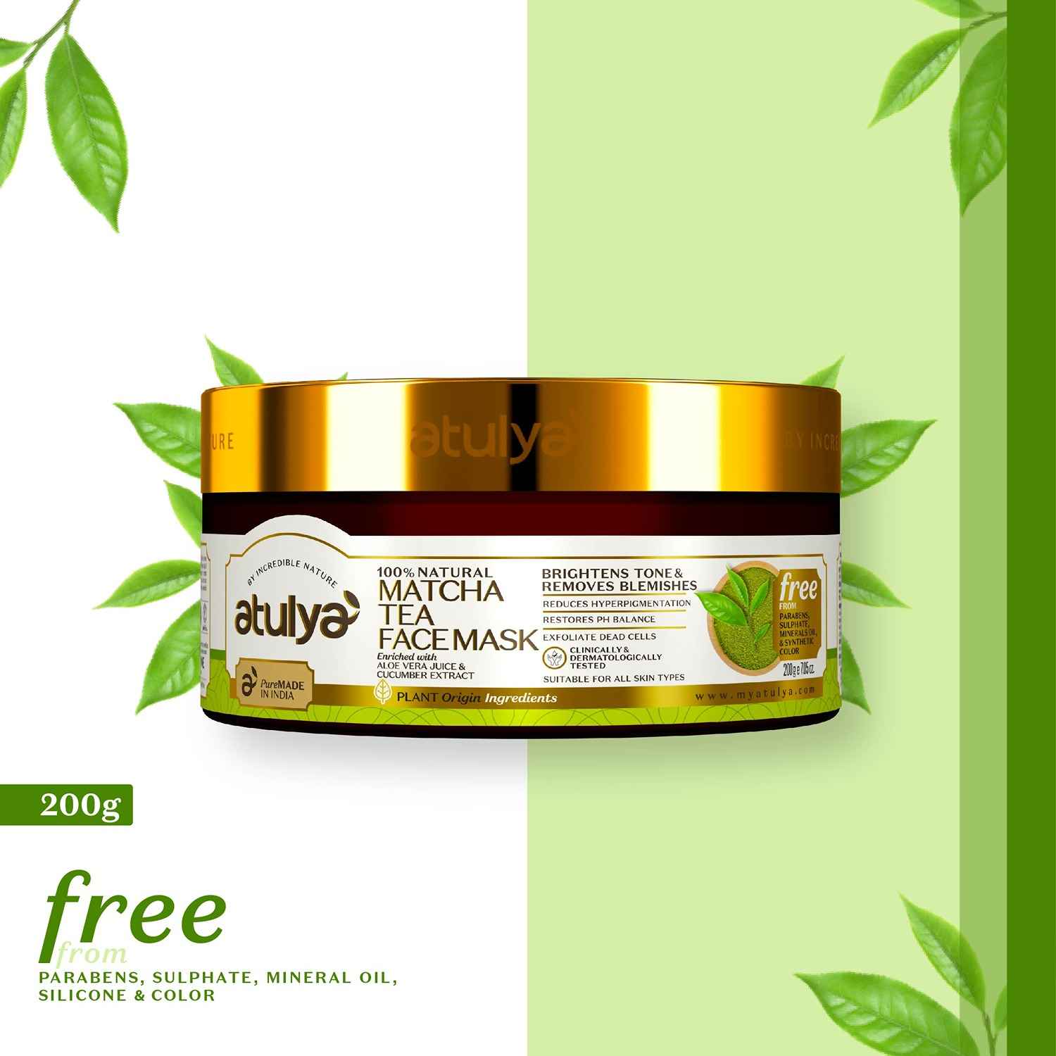 Buy Atulya Matcha Tea Face Mask 200 gm - Purplle