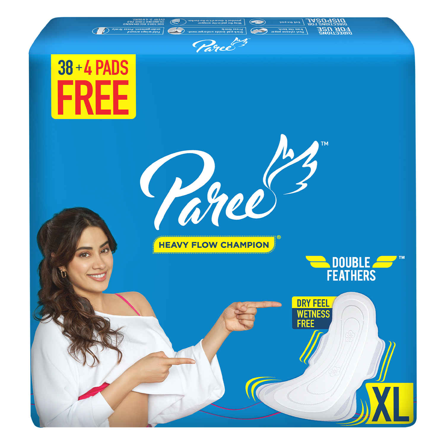 Buy Paree Dry Feel XL Sanitary Pads for Women with Leakage Protection and Quick Absorbption - 42 Pads (280mm) - Purplle
