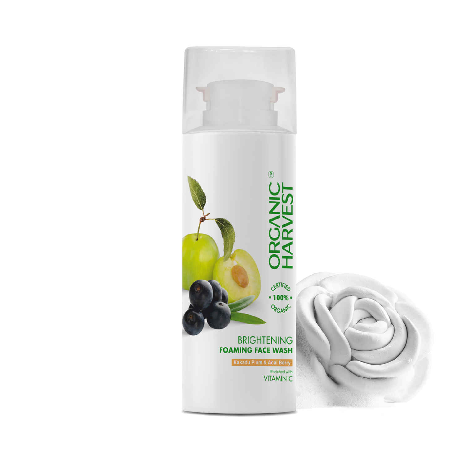 Buy Organic Harvest Brightening Foaming Face Wash: Kakadu Plum & Acai Berry | Vitamin C Face Wash for Bright Skin | For Men & Women | 100% American Certified Organic | Sulphate & Paraben-free-100 gm - Purplle