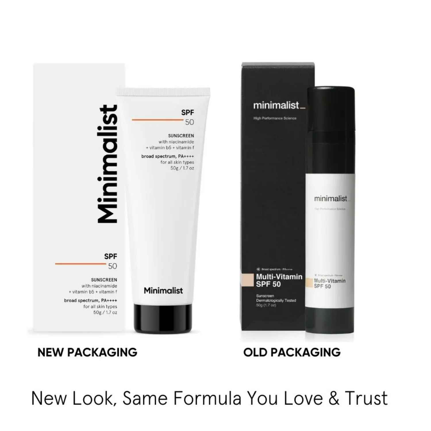 Buy Minimalist SPF 50 Sunscreen with niacinamide + vitamin b5 + vitamin f broad spectrum PA++++ for all skin types 50g Pack Of 2 - Purplle