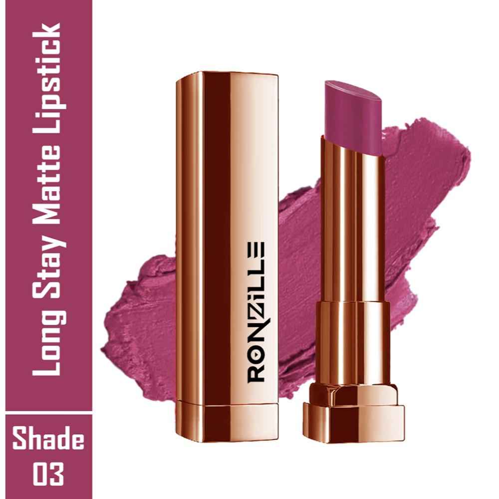 Buy Ronzille RC Long Stay Creamy Matte Lipstick With Intense Colour -03 - Purplle