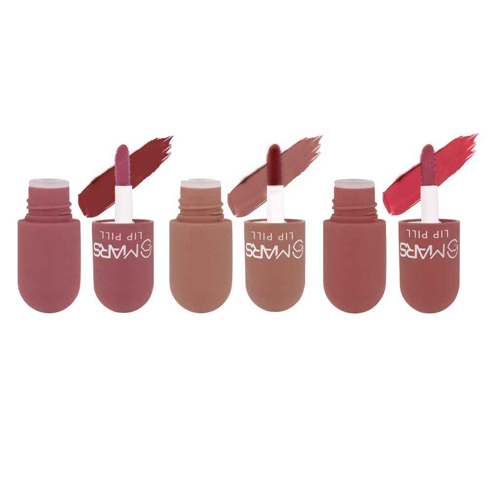 Buy MARS Mini Lip Pill High Pigmented Matte Lipstick Set of 3 | Transfer Proof & Smudge Proof | Travel Friendly (3.1 gm*3) (02-Romantic-Nude) - Purplle
