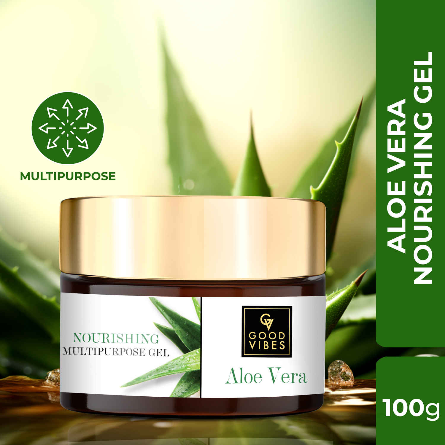 Buy Good Vibes Aloe Vera Nourishing Multipurpose Gel |Anti-Acne, Ageing | With Neem | No Parabens, No Sulphates, No Mineral Oil, No Animal Testing (100 g) - Purplle