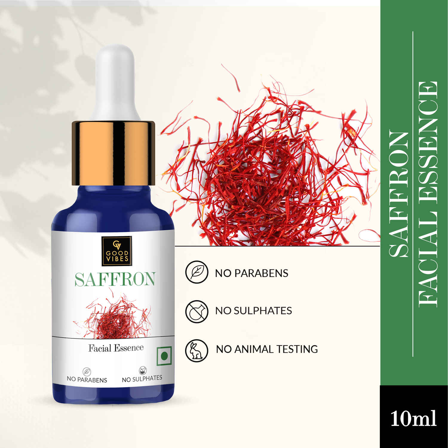 Buy Good Vibes Saffron Facial Essence | Anti-Inflammatory, Anti-Fungal, Soothing | No Parabens, No Sulphates, No Animal Testing (10 ml) - Purplle