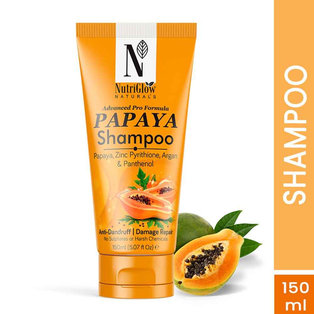 Buy NutriGlow NATURAL'S Advanced Pro Formula Papaya Shampoo for Hairfall control, Thinning, Sulphate Free, All Hair Type, 150 ml - Purplle