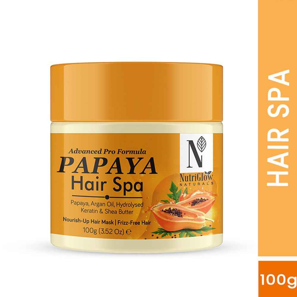 Buy NutriGlow NATURAL'S Advanced Pro Formula Papaya Hair Spa with Argan Oil, Hydrolyzed Keratin for Shiny & Bouncy Hair All Hair types, 100 gm - Purplle