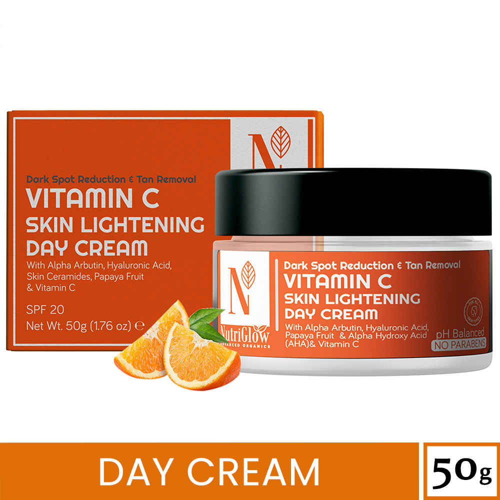Buy Nutriglow Advanced Organics Vitamin C Skin Lightening Day Cream for Dark Spot Reduction & Tan Removal, 50 gm - Purplle