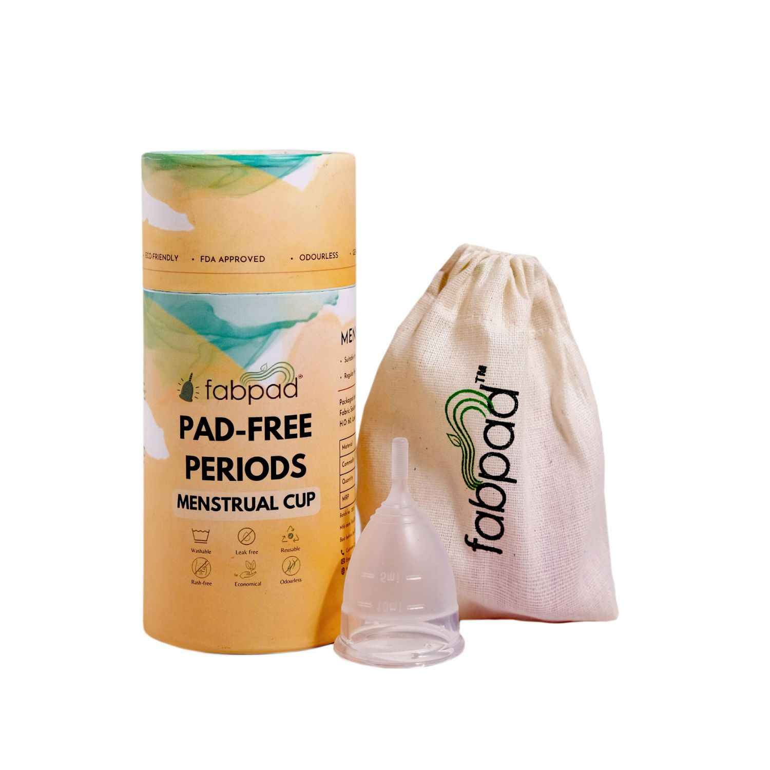 Buy FabPad Reusable Menstrual Cup for Women and Teens | Ultra Soft, Odour and Rash Free | 100% Medical Grade Silicone | No Leakage | Protection for Up to 8-10 Hours | US FDA Registered (Teens) - Purplle
