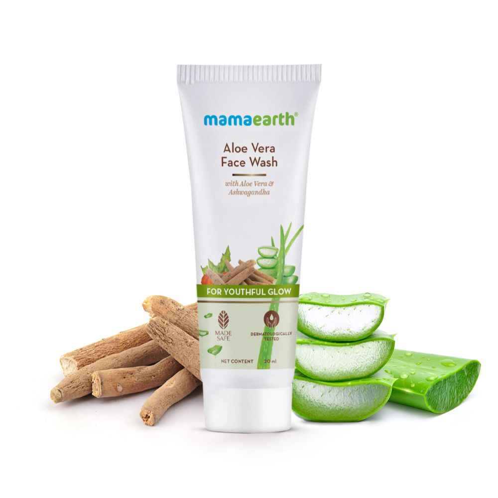 Buy Mamaearth Aloe Vera Face Wash with Aloe Vera & Ashwagandha for a Youthful Glow - 20 ml - Purplle
