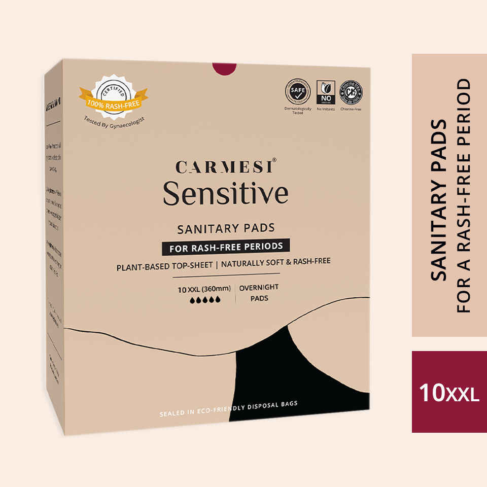 Buy Carmesi Sensitive - Sanitary Pads for Rash-Free Periods (10 XXL) - Purplle