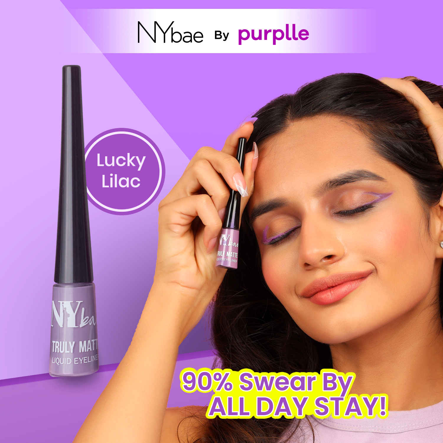 Buy NY Bae Truly Matte Liquid Eyeliner - Lucky Lilac (4.5 ml) | Colored Eyeliner | Waterproof | Long Lasting | Smudgeproof | Quick Dry | Eye Makeup - Purplle
