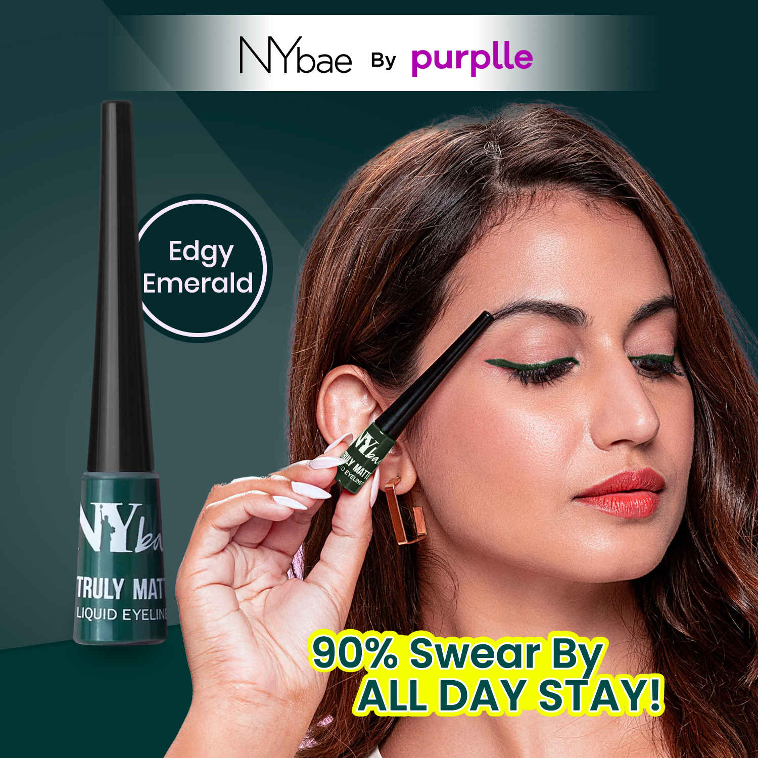 Buy NY Bae Truly Matte Liquid Eyeliner - Edgy Emerald (4.5 ml) | Colored Eyeliner | Waterproof | Long Lasting | Smudgeproof | Quick Dry | Eye Makeup - Purplle