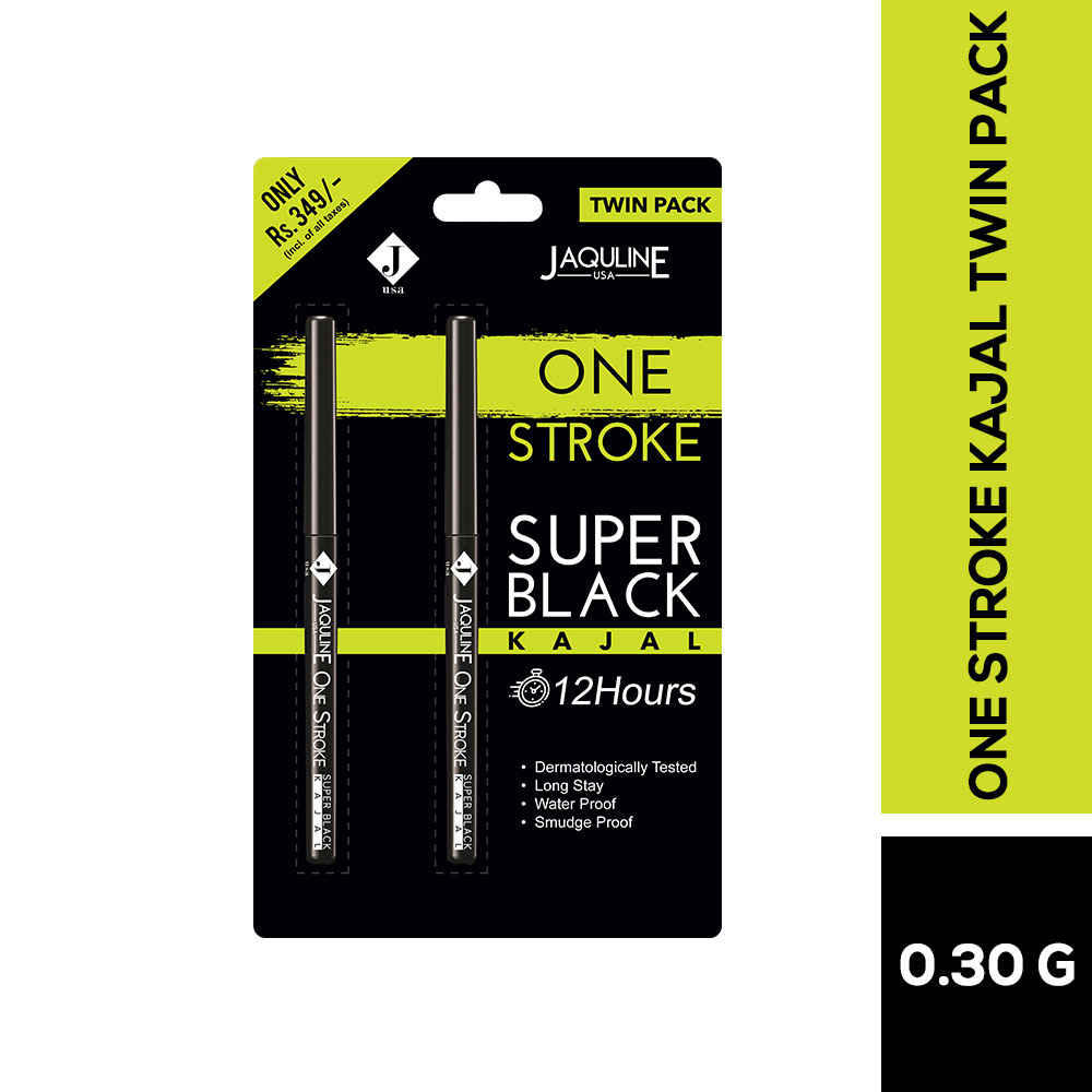 Buy Jaquline USA OneStroke Super Black Kajal Twin Pack(0.30 gm+0.30 gm) - Purplle