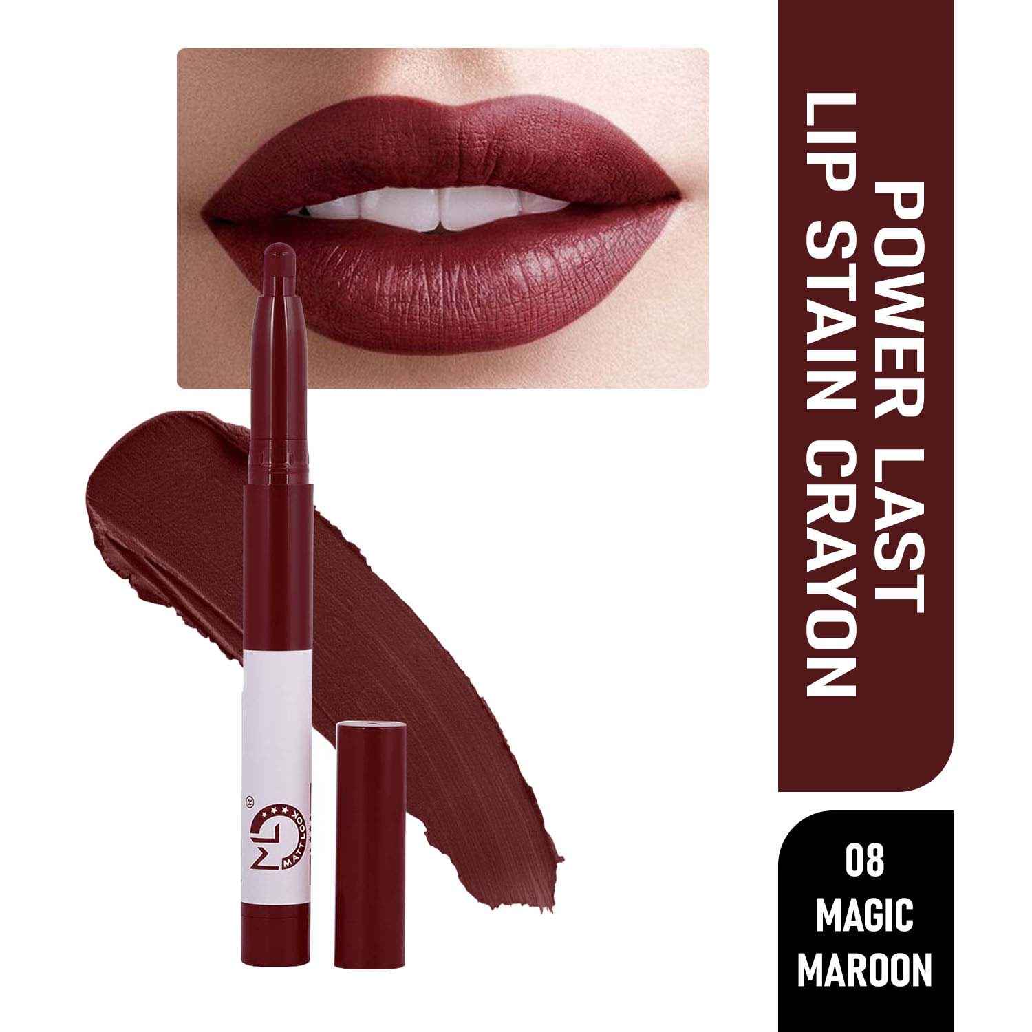 Buy Mattlook Power Last Lip Stain Crayon Lipstick, Rich Colour, Non Transfer, Mask Proof & Luxurious Creamy Matte, Magic Maroon (1.3 gm) - Purplle